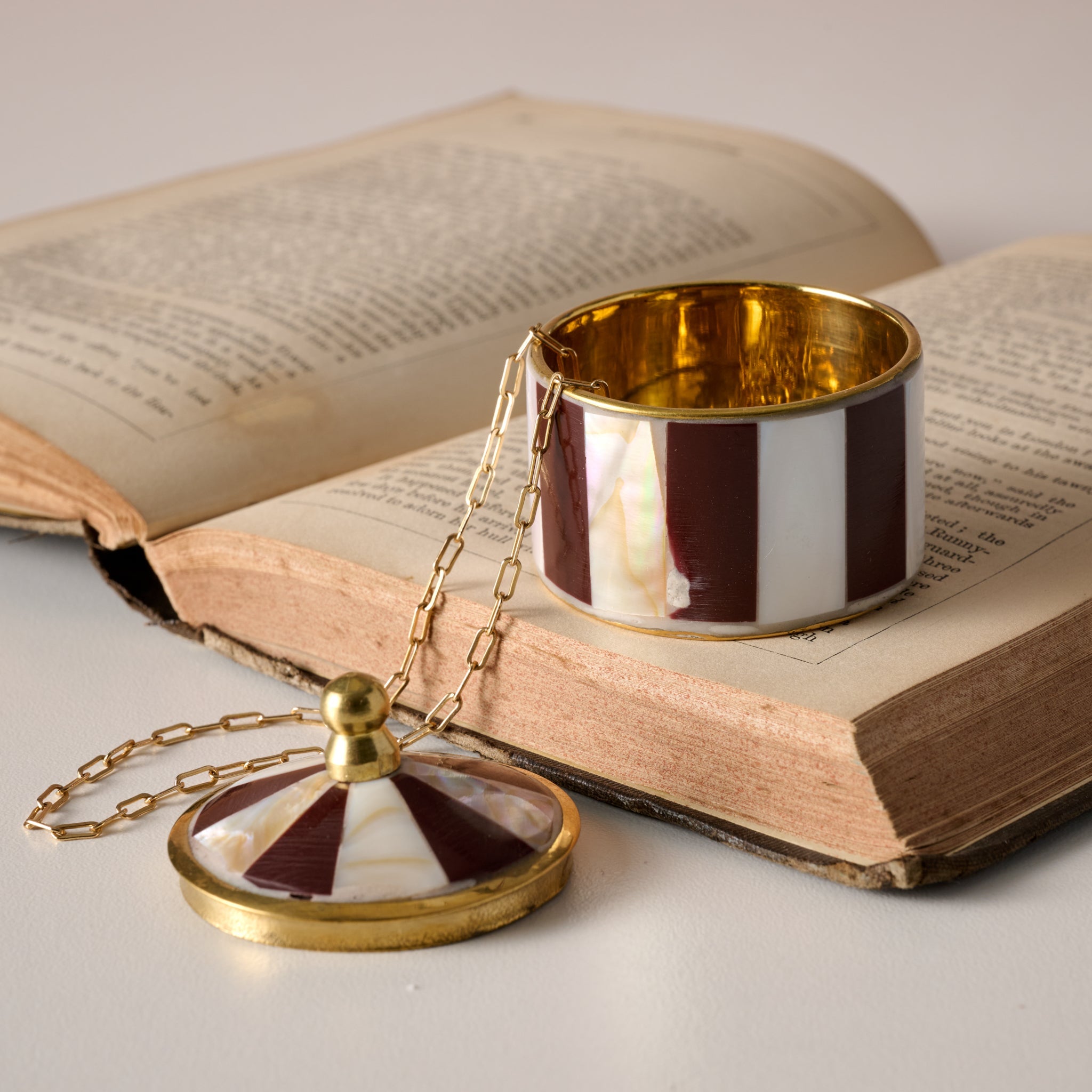 Ten Thousand Villages Sarkas mother of pearl circus tent box in maroon