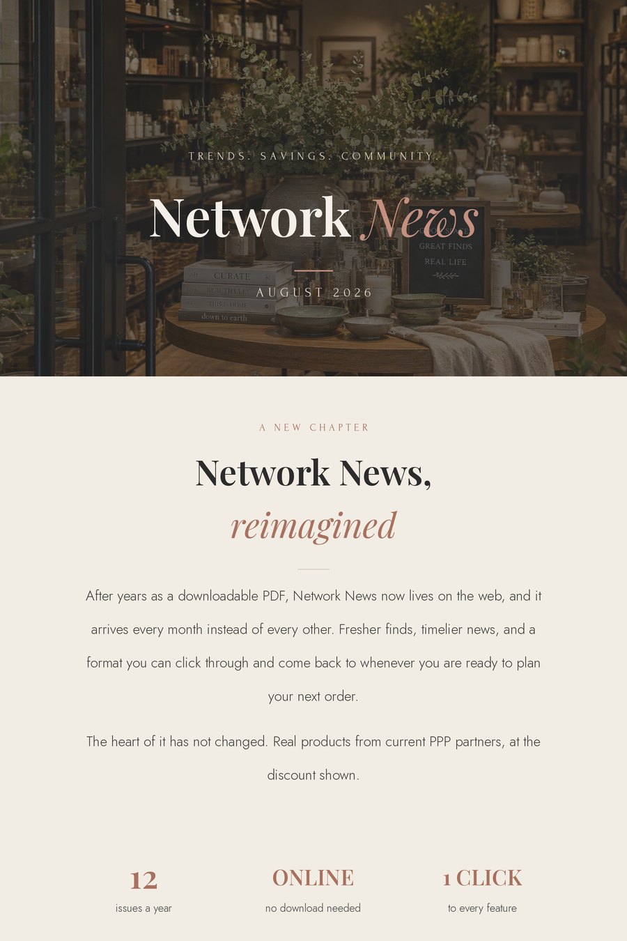 A member newsletter email for a buying group, Network News